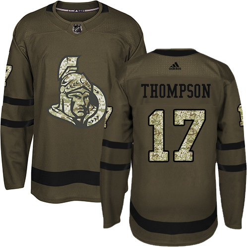 Adidas Senators #17 Nate Thompson Green Salute to Service Stitched NHL Jersey